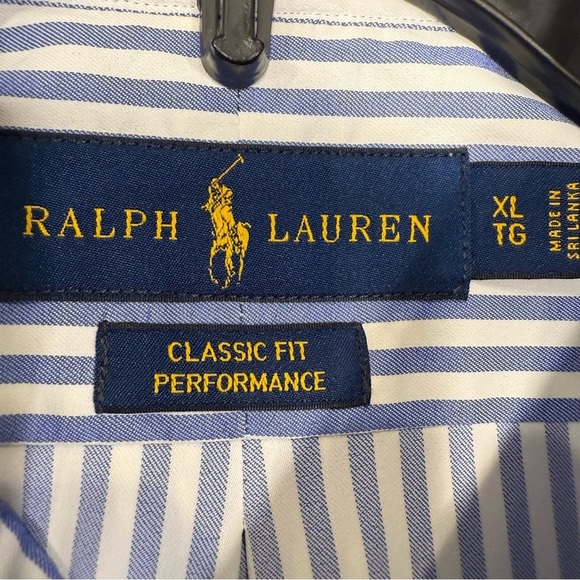 Ralph Lauren Men’s Performance Oxford Button Down Shirt Blue/white Stripe XL - Picture 6 of 11
